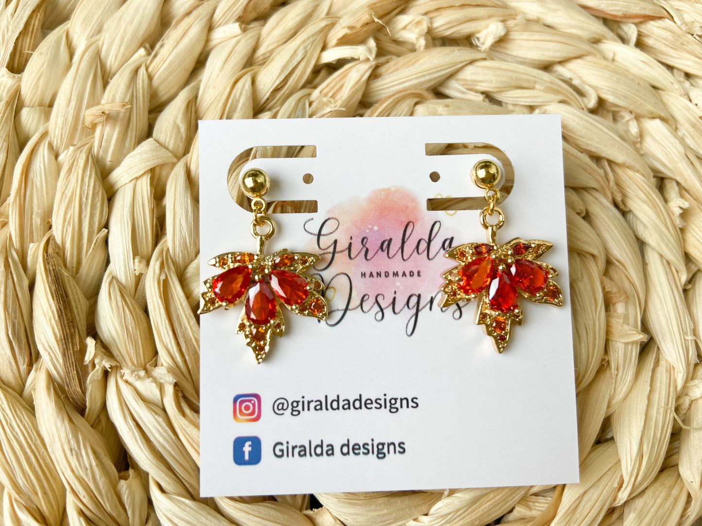 Glass maple leaves, 24k gold plated