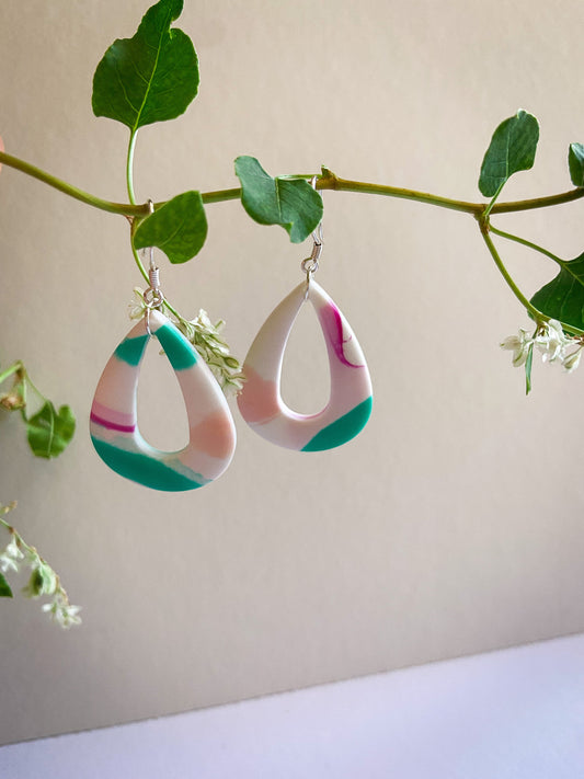 Rose and green drop with 925 plate hook