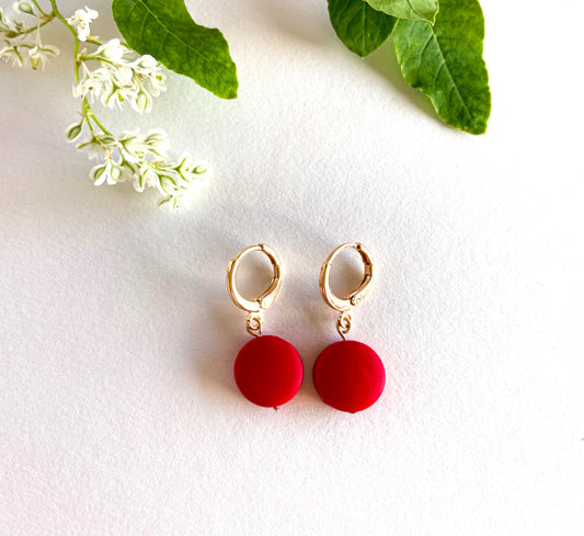 Red Round with 14k Gold Plated closure hook