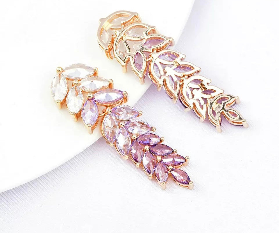 24K gold-plated Hypoallergenic wisteria zirconia - high quality - light purple color