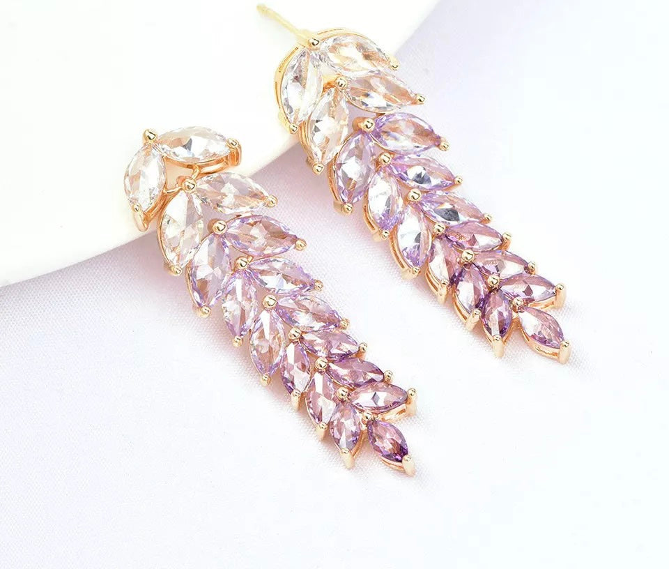 24K gold-plated Hypoallergenic wisteria zirconia - high quality - light purple color